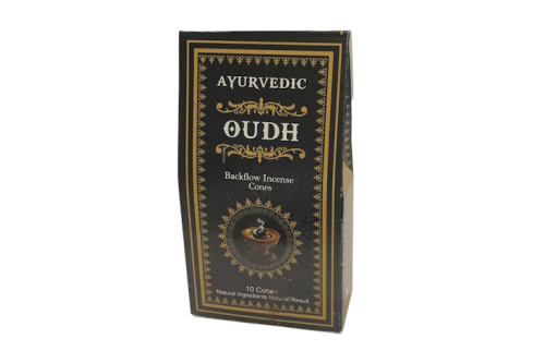 Благовония-конусы стелющийся дым Oudh (Уд), Backflow Dhoop Cones 10 шт., AYURVEDIC
